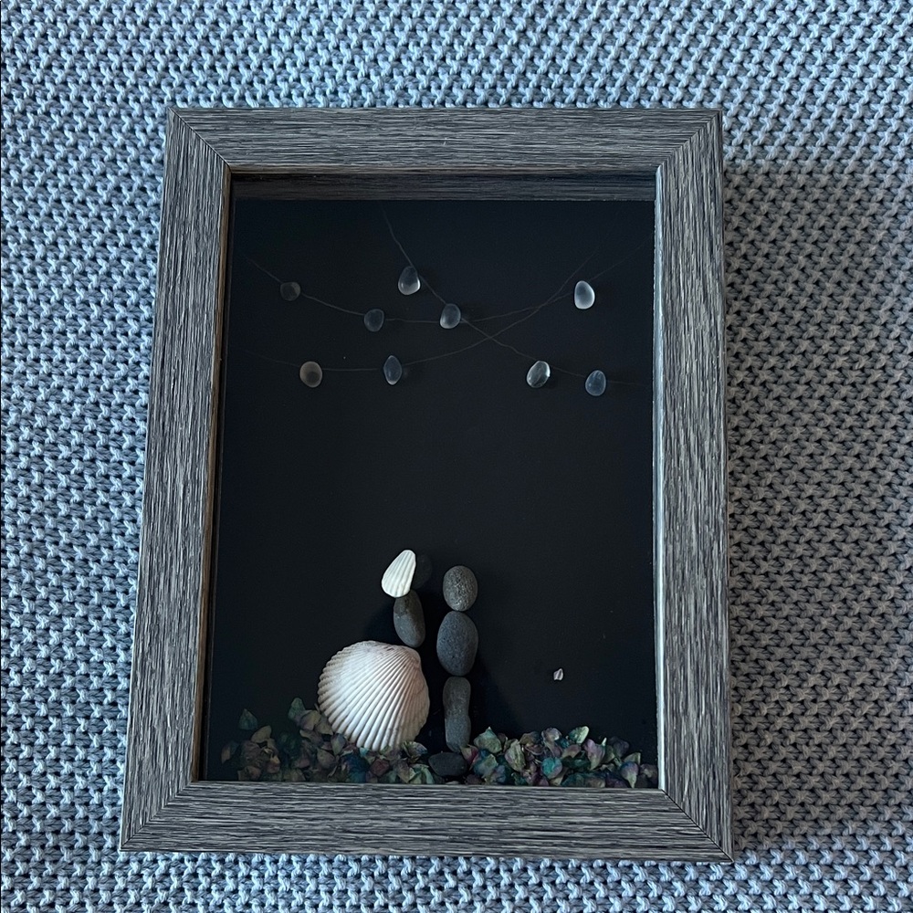 Wedding Pebble Art with Shell and Stones